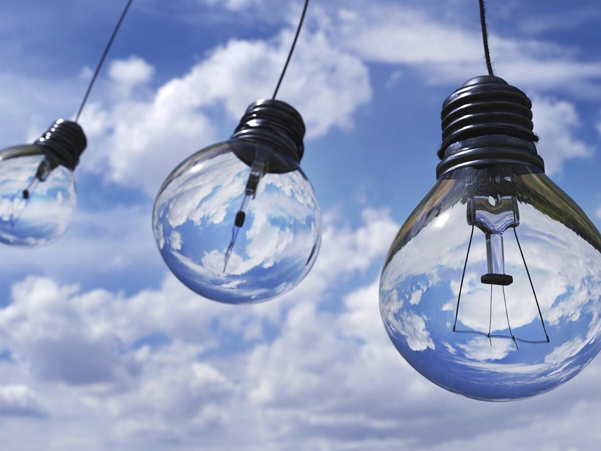 Three Light Bulbs Hung