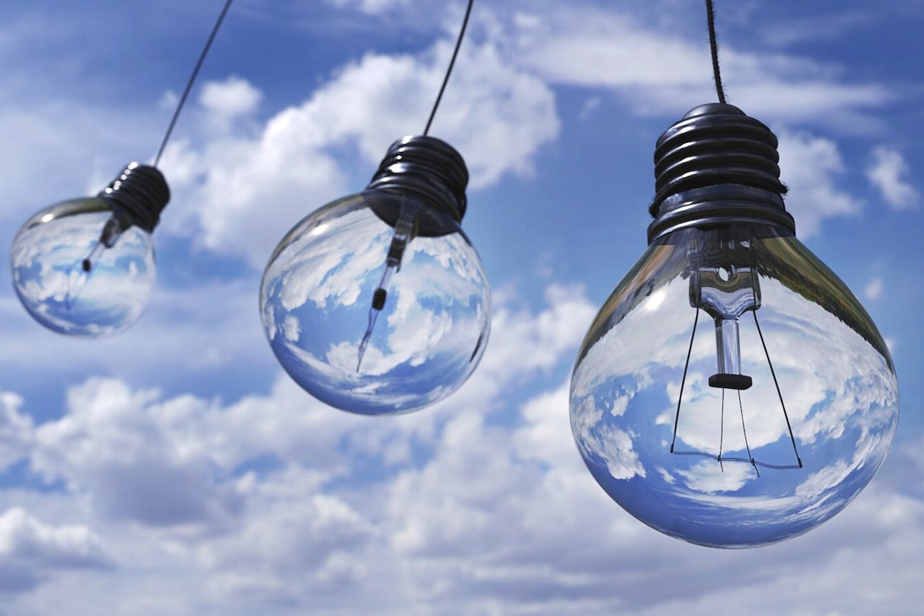 Three Light Bulbs Hung