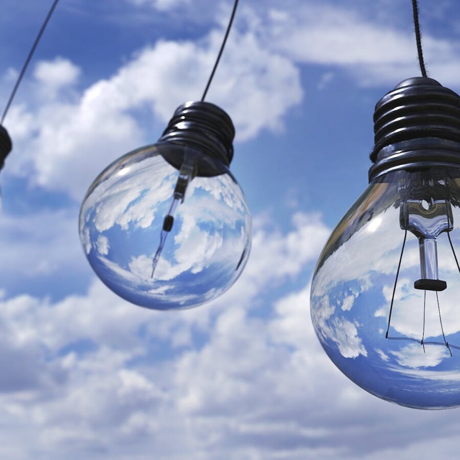 Three Light Bulbs Hung