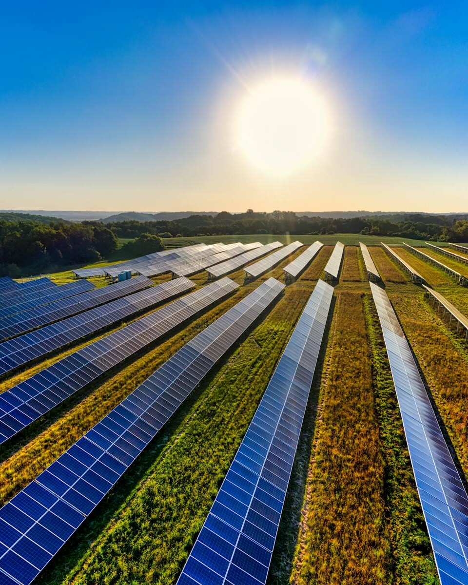 Solar Farm at Sunny Day